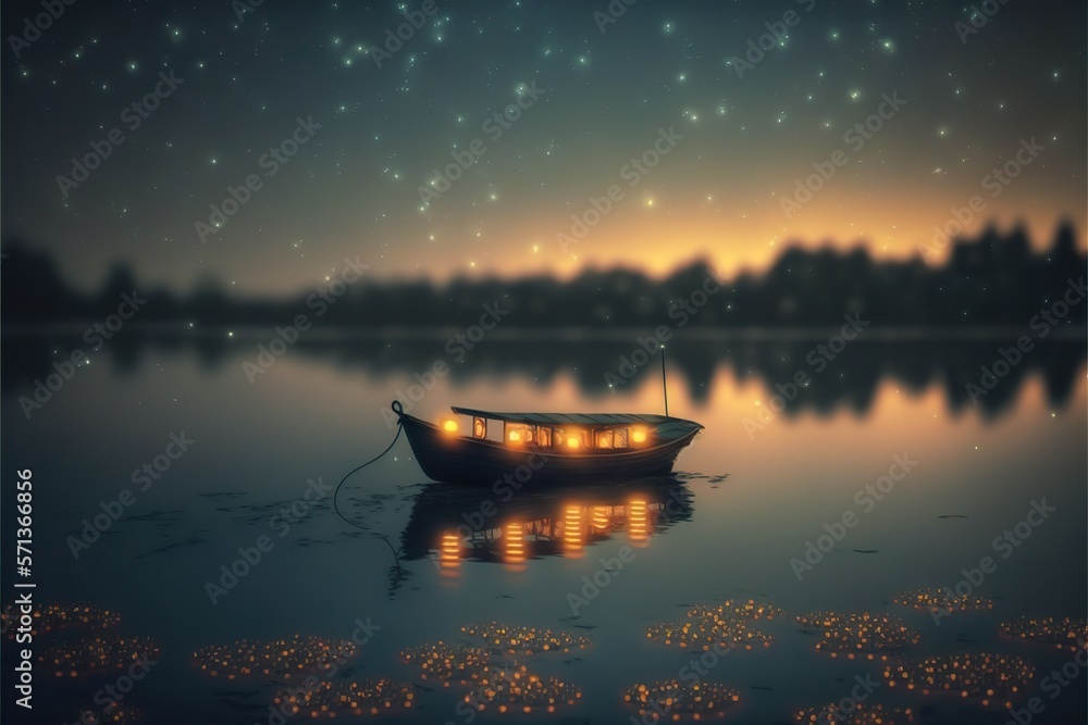 Naklejka premium Fireflies created with Generative AI