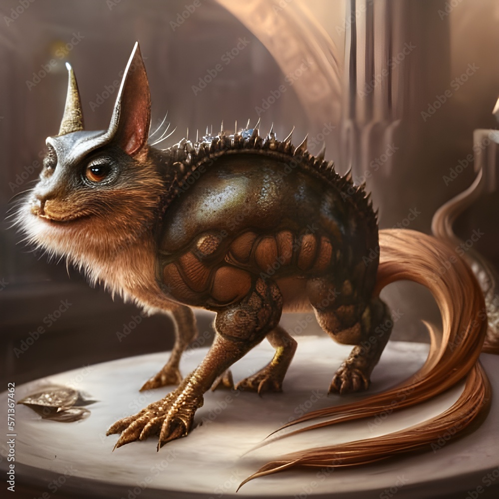 Fantasy Creatures -
fantasy beings are on the table. Animal with Long Ears 3d rendering - created with Generative AI technology Fantasy Creatures -
fantasy beings are on the table. Animal with Long Ears 3d rendering - created with Generative AI technology