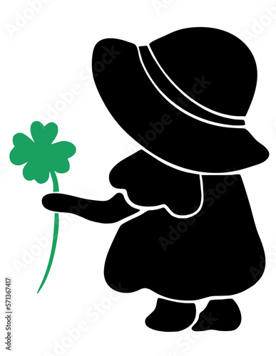 St. Patrick Day SVG, Girl Holding Clover Leaves, Lucky SVG
