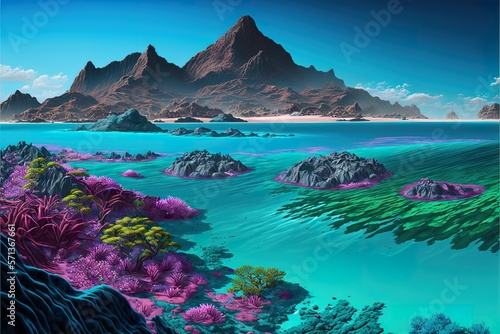 Beautiful island landscape created with Generative AI technology