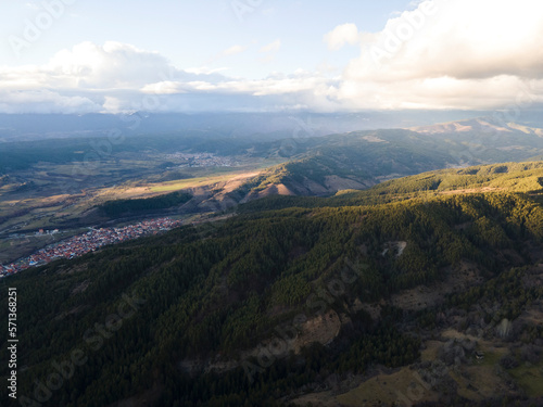 Aerial sunset view of Rhodopes mountain, Babyak,Bulgaria © Stoyan Haytov