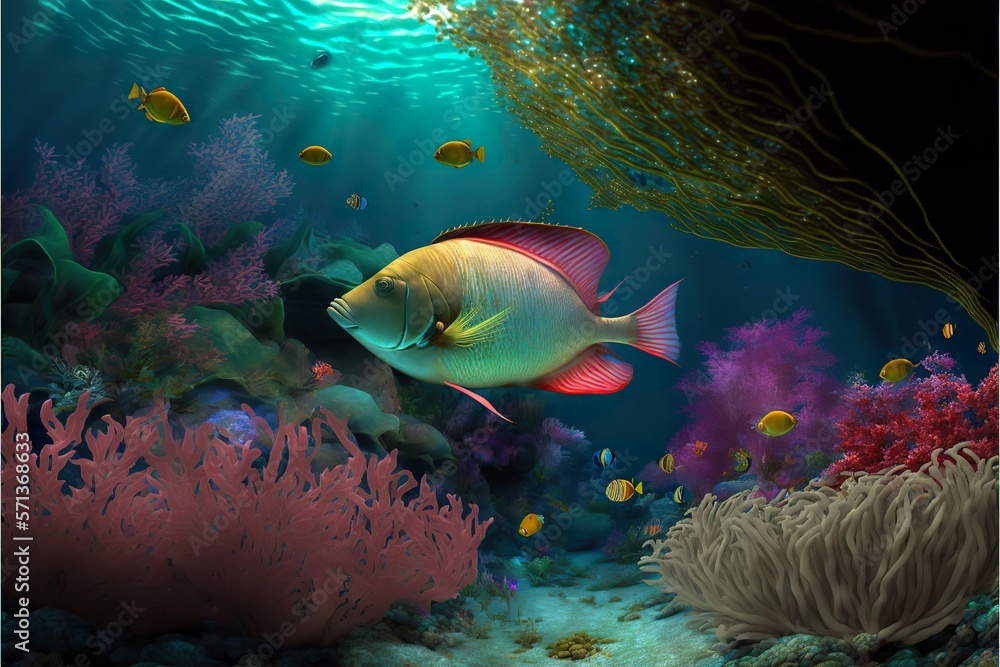 Fototapeta premium Underwater world created with Generative AI 