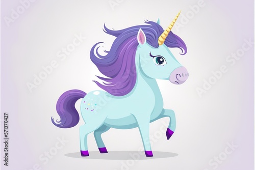 Cute unicorn flat illustration created with Generative AI 