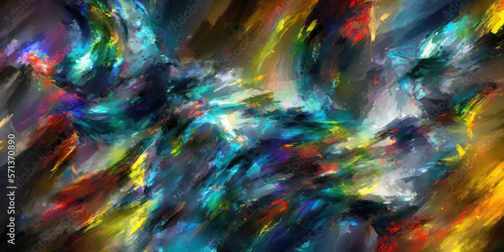 Abstract colorful space background. Painting style illustration. Generative AI