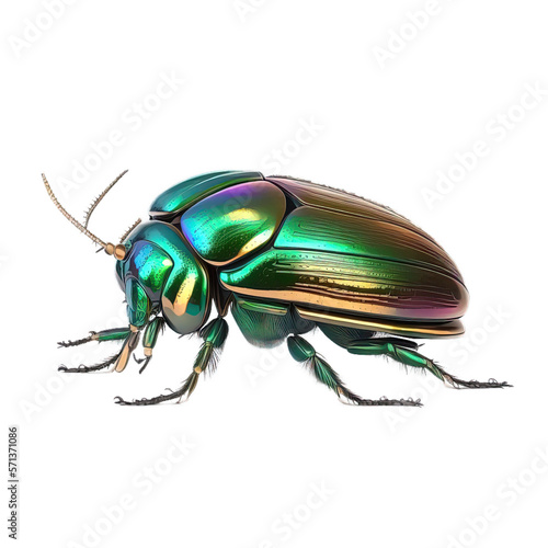 Tableau sur toile Detailed Chafer beetle bug with green colorful body transparent PNG isolated bac