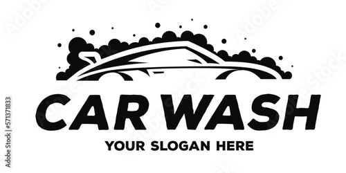 Car wash logo black color flat style isolated on white background for banner design, service company vector 10 eps