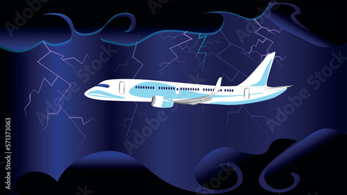 Airplane flying in the sky during a storm. Passenger plane. Cargo airplane.