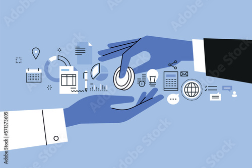 Vector illustration of investment, banking, loan, project financing. Creative concept for web banner, social media banner, business presentation, marketing material.