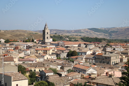 Cityscape of Melfi with bell tower of "Santa Maria Assunta" Cathedral. Melfi, Province of Potenza, Basilicata Region, Italy.  © Gio