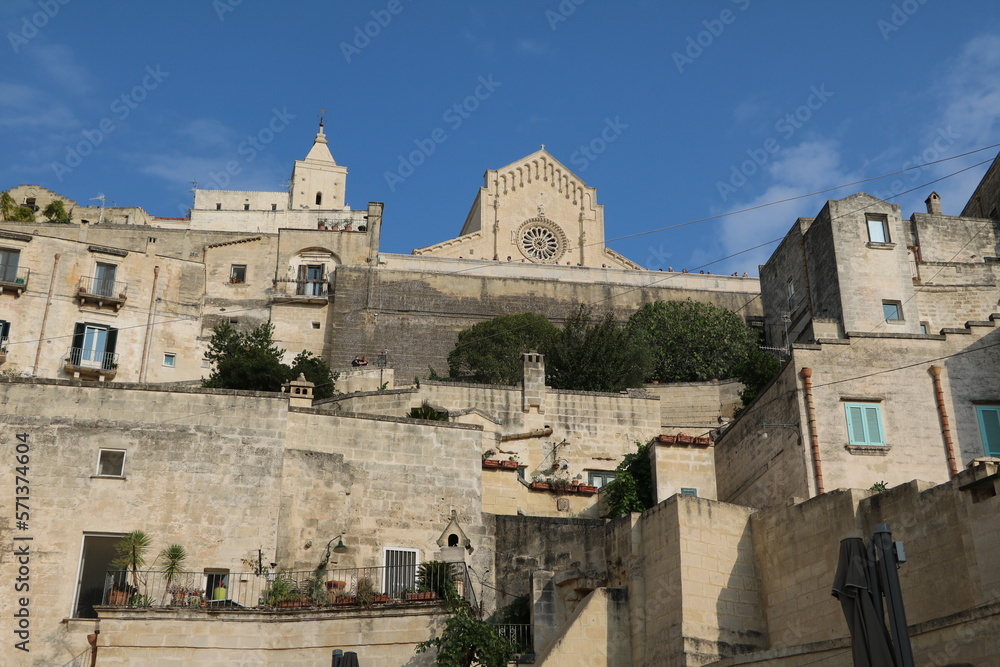 View to Cathedral at Piazza Duomo in Matera, Italy
