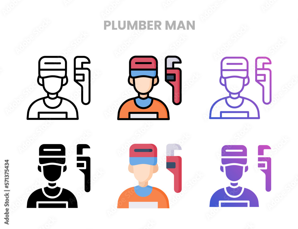 Plumber man worker icons vector illustration set line, flat, glyph, outline color gradient. Great for web, app, presentation and more. Editable stroke and pixel perfect. Plumber man worker icons vector illustration set line, flat, glyph, outline color gradient. Great for web, app, presentation and more. Editable stroke and pixel perfect.