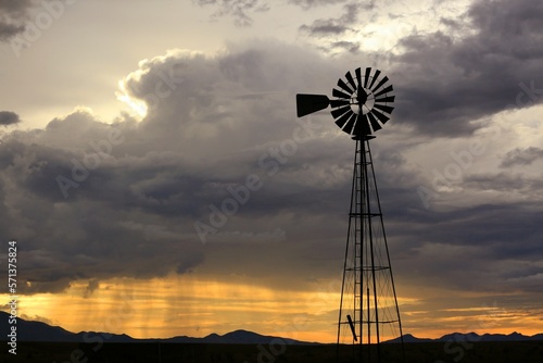 windmill at sunset