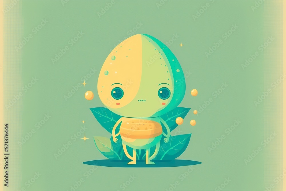 Cute alien flat illustration created with Generative AI Cute alien flat illustration created with Generative AI