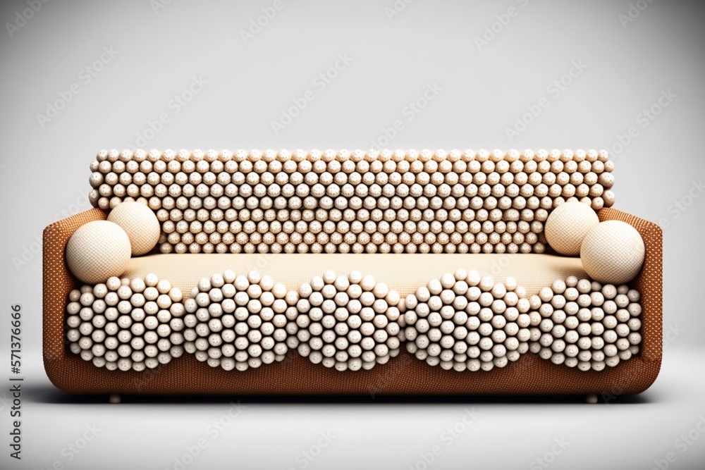 white sofa made of baseballs in a room white sofa made of baseballs in a room