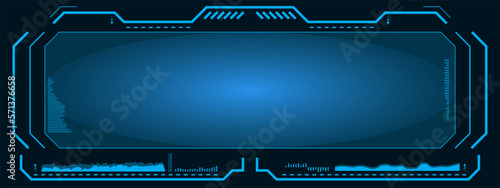 Holographic display with frames and interface. Science Fiction elements for the GUI, UI .