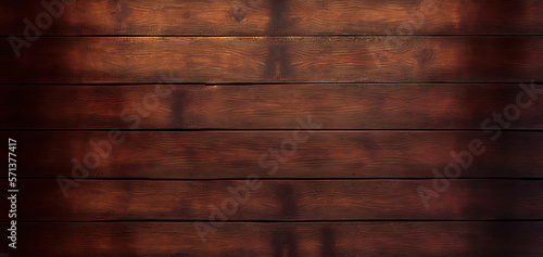 Old wooden background with a grungy dark texture, old brown wood surface with a texture, and top view of brown wood paneling. Generative AI