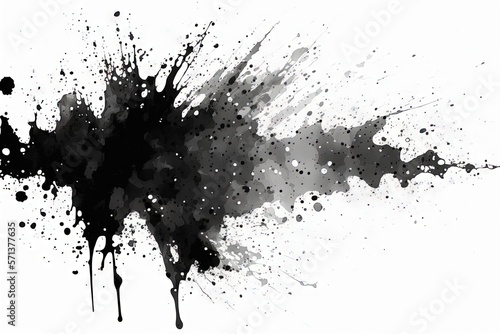 Background of abstract black watercolor paint splashes. watercolor splash in black, white, and isolated. Generative AI