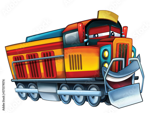 Cartoon city electric train transportation isolated illustration for children