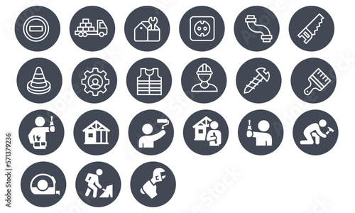 Construction Line Icons vector design 