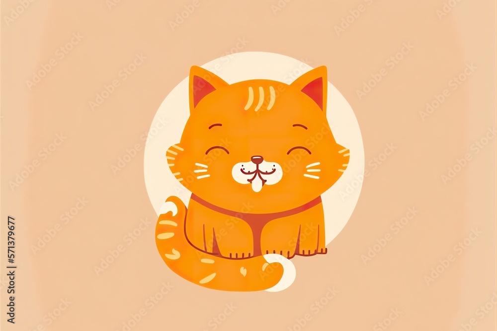 Obraz premium Cat flat illustration created with Generative AI 