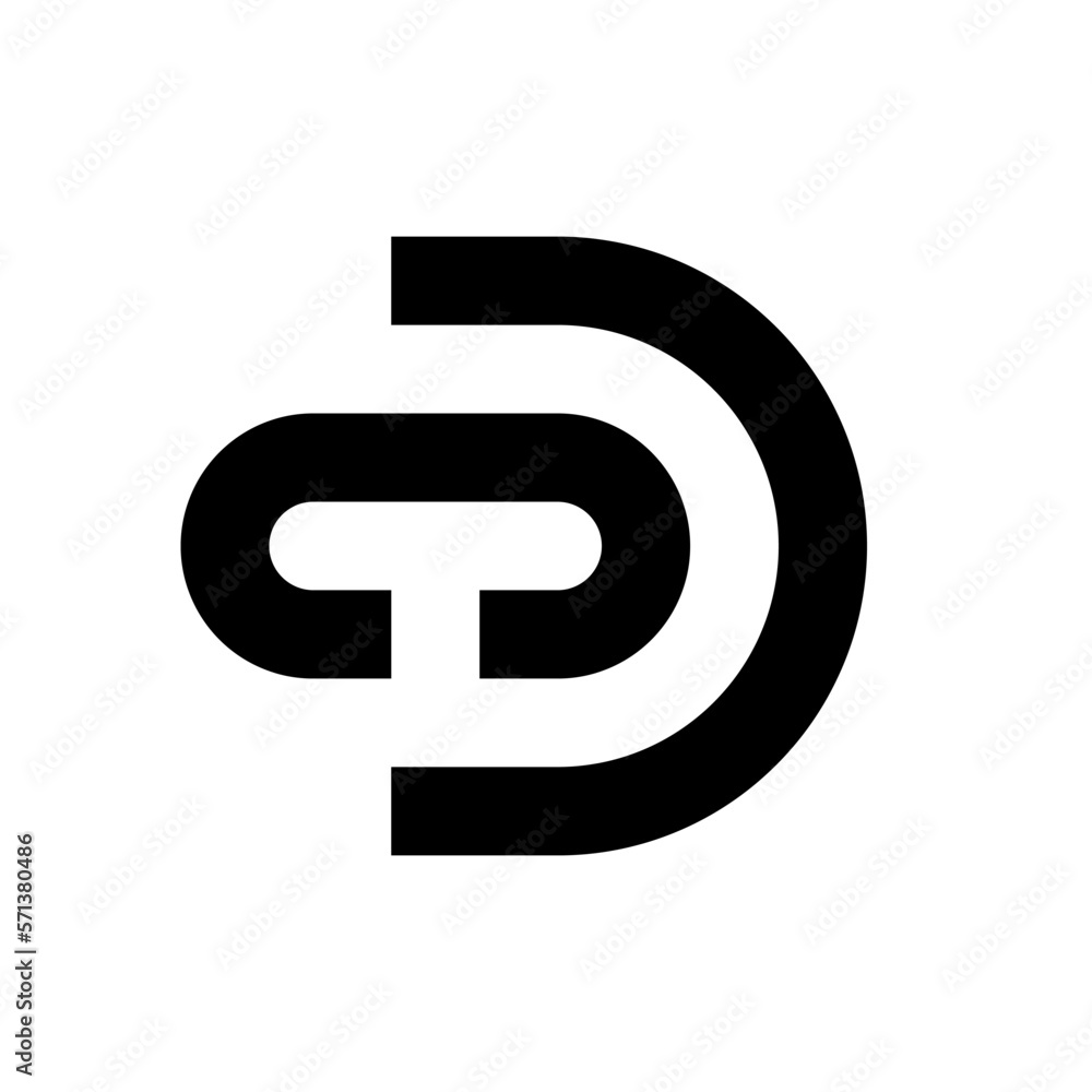 Letter DT or TD negative space monogram logo Letter DT or TD negative space monogram logo