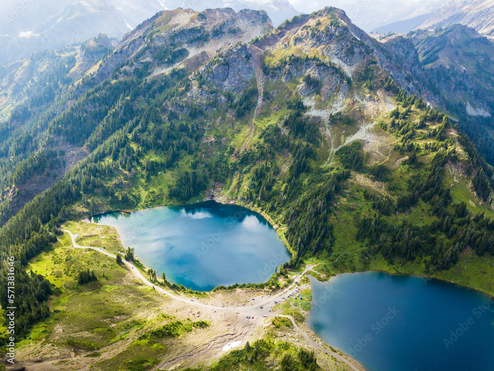 Another perspective of Twin lakes in Mt.Baker Recreational Area, Washington State, USA