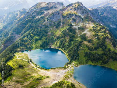 Another perspective of Twin lakes in Mt.Baker Recreational Area, Washington State, USA