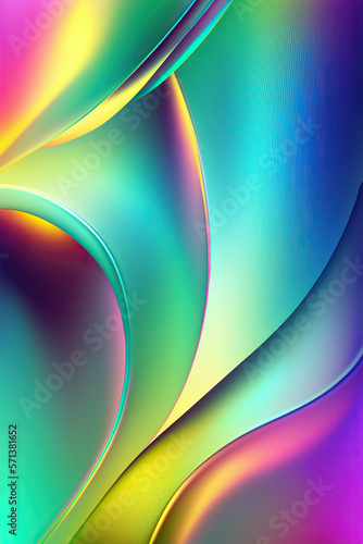 Abstract of holographic iridescent waves gradients lines  wallpaper background  colorful Generative AI