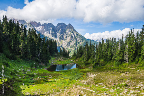 Twin lakes in Mt.Baker Recreational Area, Washington State, USA photo