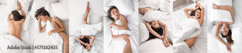 Collage of naked woman slee...