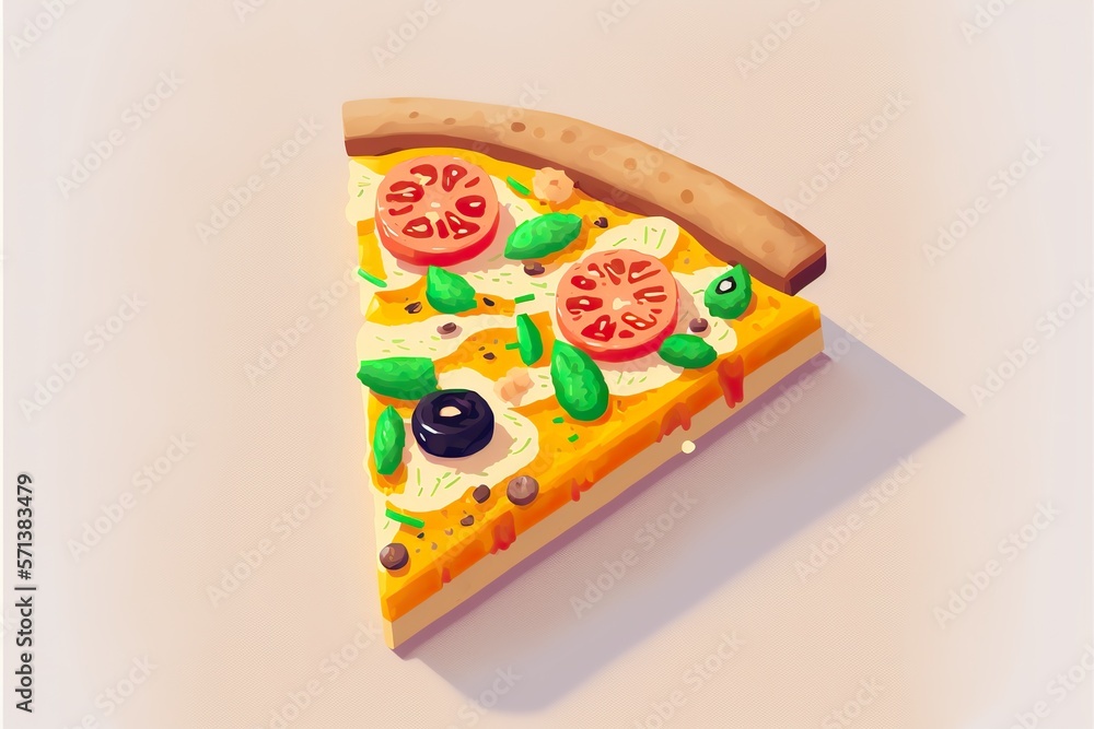 Pizza flat illustration created with Generative AI 