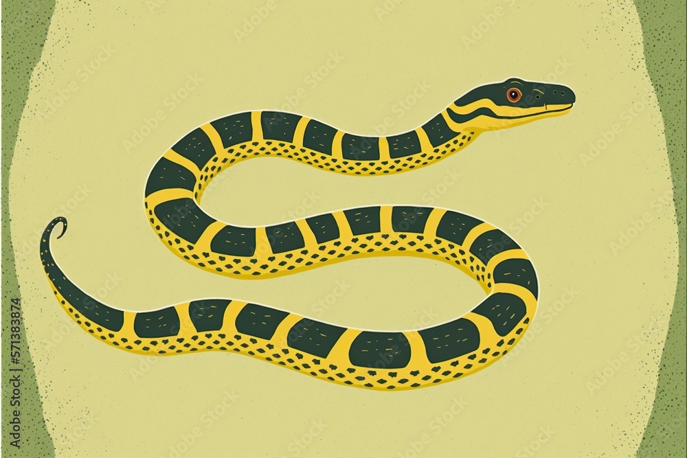 Naklejka premium Snake flat illustration created with Generative AI 