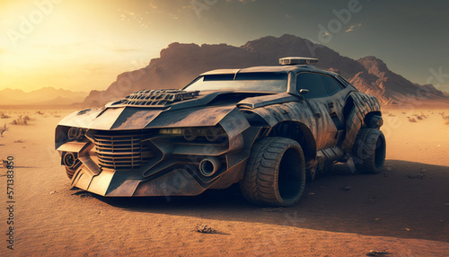 Muscle car, post apocalyptic desert © Wemerson