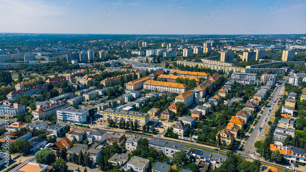 Poznan city from above, cityscape, Winogrady district