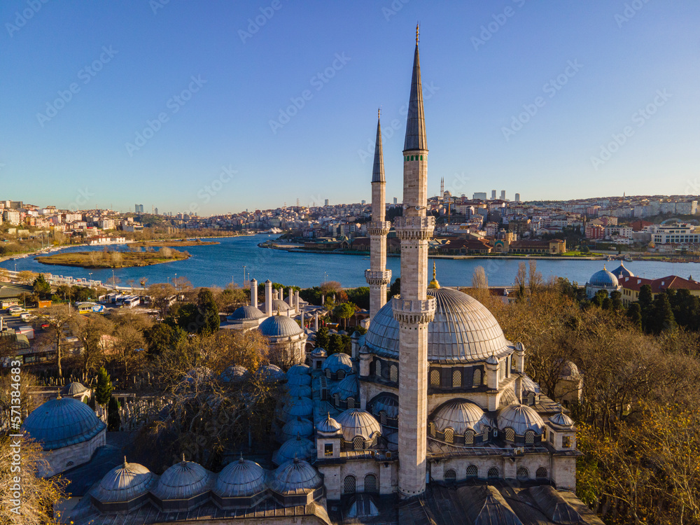 Naklejka premium Eyup Sultan Mosque Drone Photo, Eyup Istanbul, Turkey