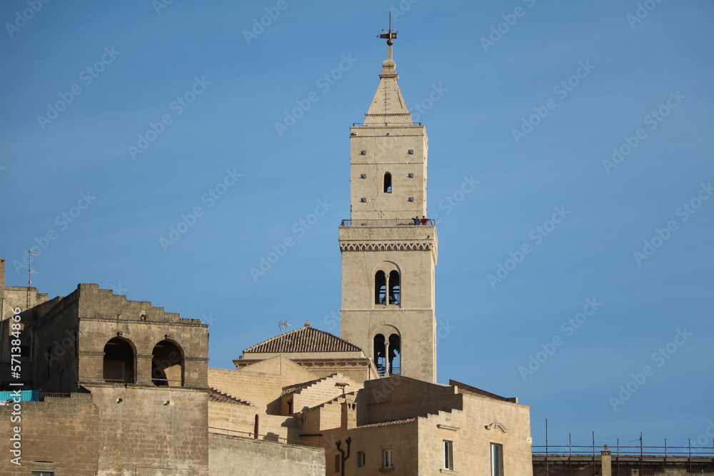The old town of Matera under a blue sky, Italy
