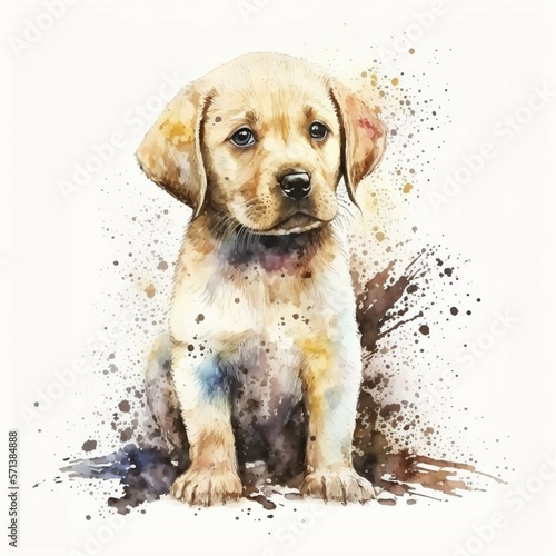Watercolor Cute Puppy Dog Labrador