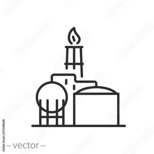 terminal for liquefied natural gas icon, oil or gas storage, line symbol on white background - editable stroke vector illustration eps10