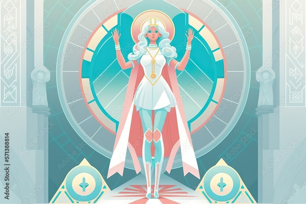 Illuminati priestess lady flat illustration created with Generative AI technology Illuminati priestess lady flat illustration created with Generative AI technology