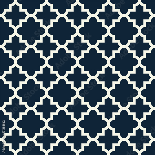 Classic fabric seamless pattern. Quatrefoil geometric seamless pattern.