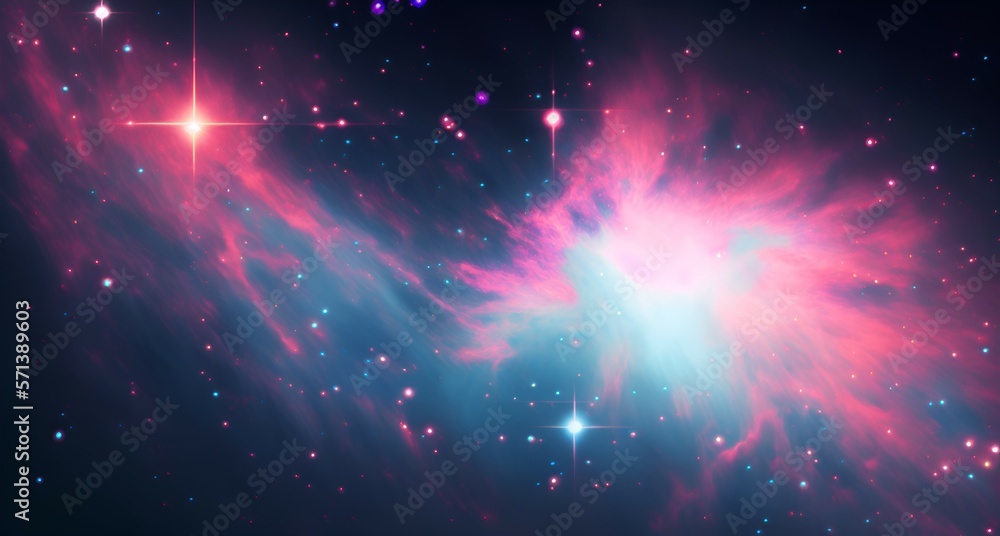Dreamy Nebula Galaxy Illustration, Generative AI