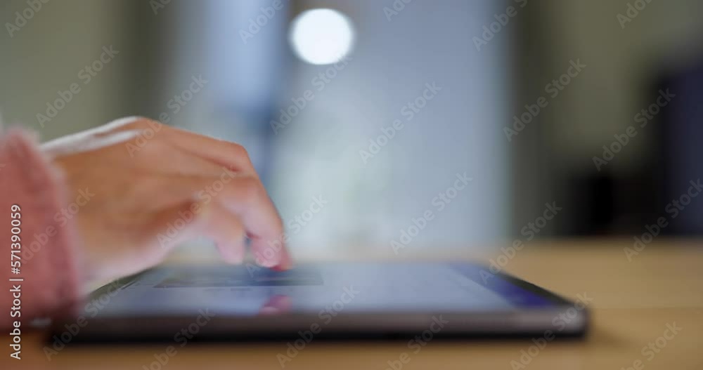 Hand touch on tablet computer Hand touch on tablet computer