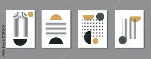 Abstract bohemian drawing for Boho minimalism room and home. Vector set for interior. Hand drawn flat design boho wall art.