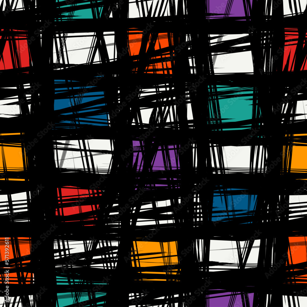 Abstract ornament. Brush crossed lines seamless pattern. Freehand stripes print. Mosaic background. Simple geometric motif. Ethnic digital paper. Textile print. Trendy design. Abstraction vector Abstract ornament. Brush crossed lines seamless pattern. Freehand stripes print. Mosaic background. Simple geometric motif. Ethnic digital paper. Textile print. Trendy design. Abstraction vector