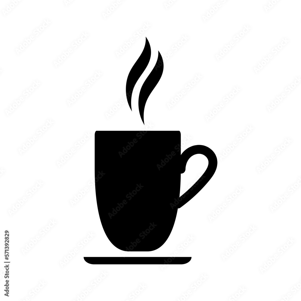 Coffee cup icon. Hot drink black pictogram. Modern vector isolated on white background. Coffee cup icon. Hot drink black pictogram. Modern vector isolated on white background.