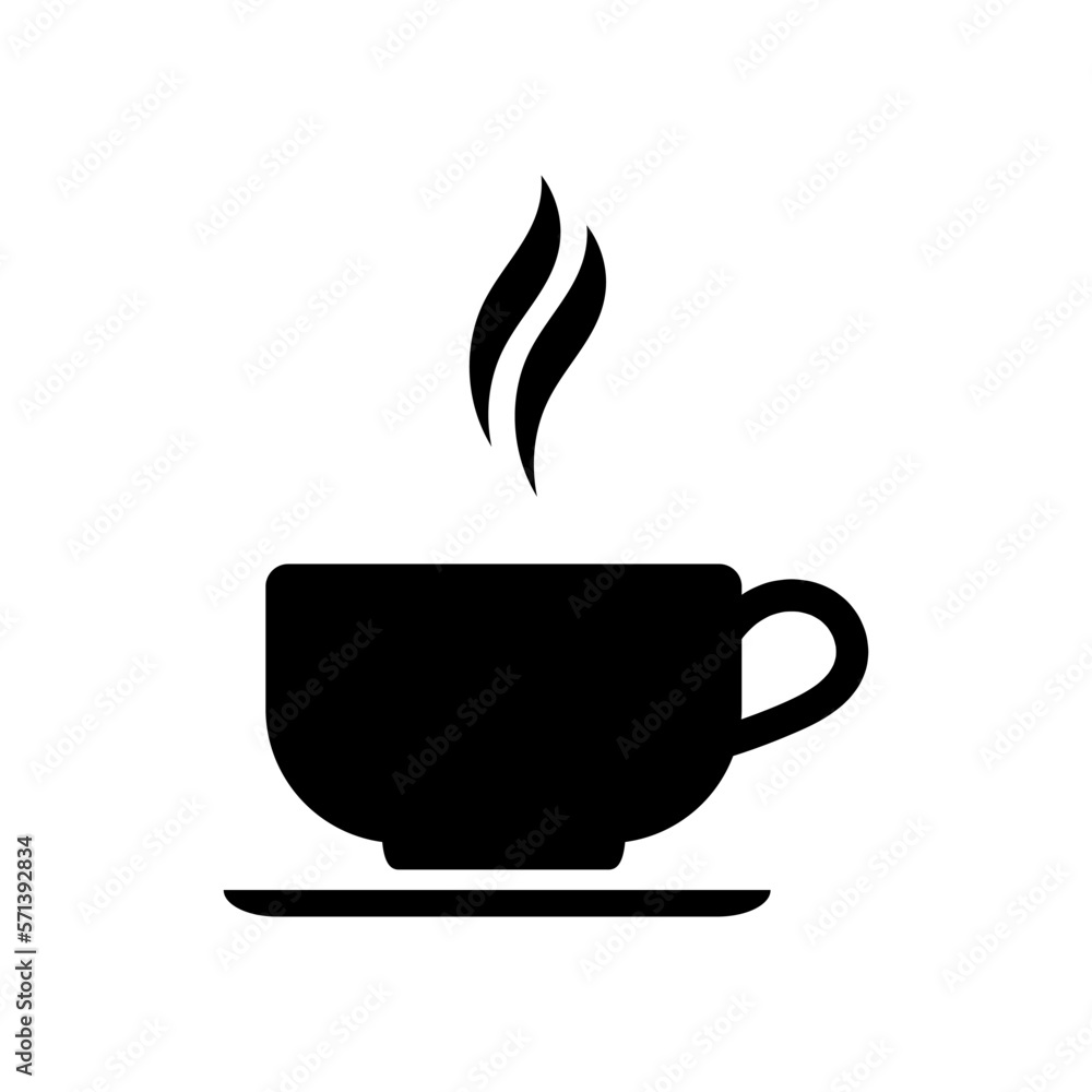 Coffee cup icon. Hot drink black pictogram. Modern vector isolated on white background. Coffee cup icon. Hot drink black pictogram. Modern vector isolated on white background.