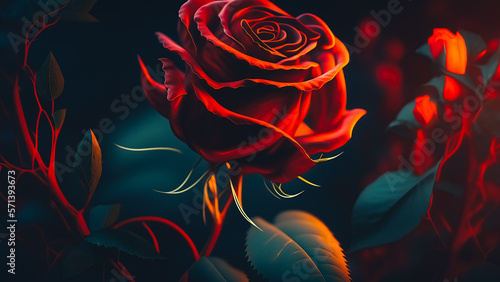 Red rose background. cinematic atmosphere
