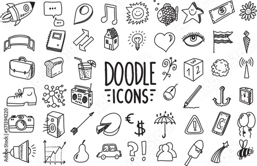 Various hand drawn doodles, vector elements on white background