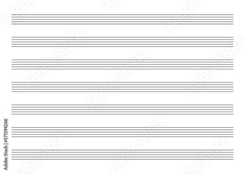 Blank sheet music page template. Lined page with note stave
