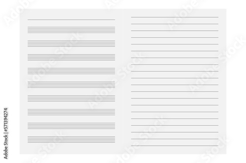 Music sheet and lined paper folio page template photo